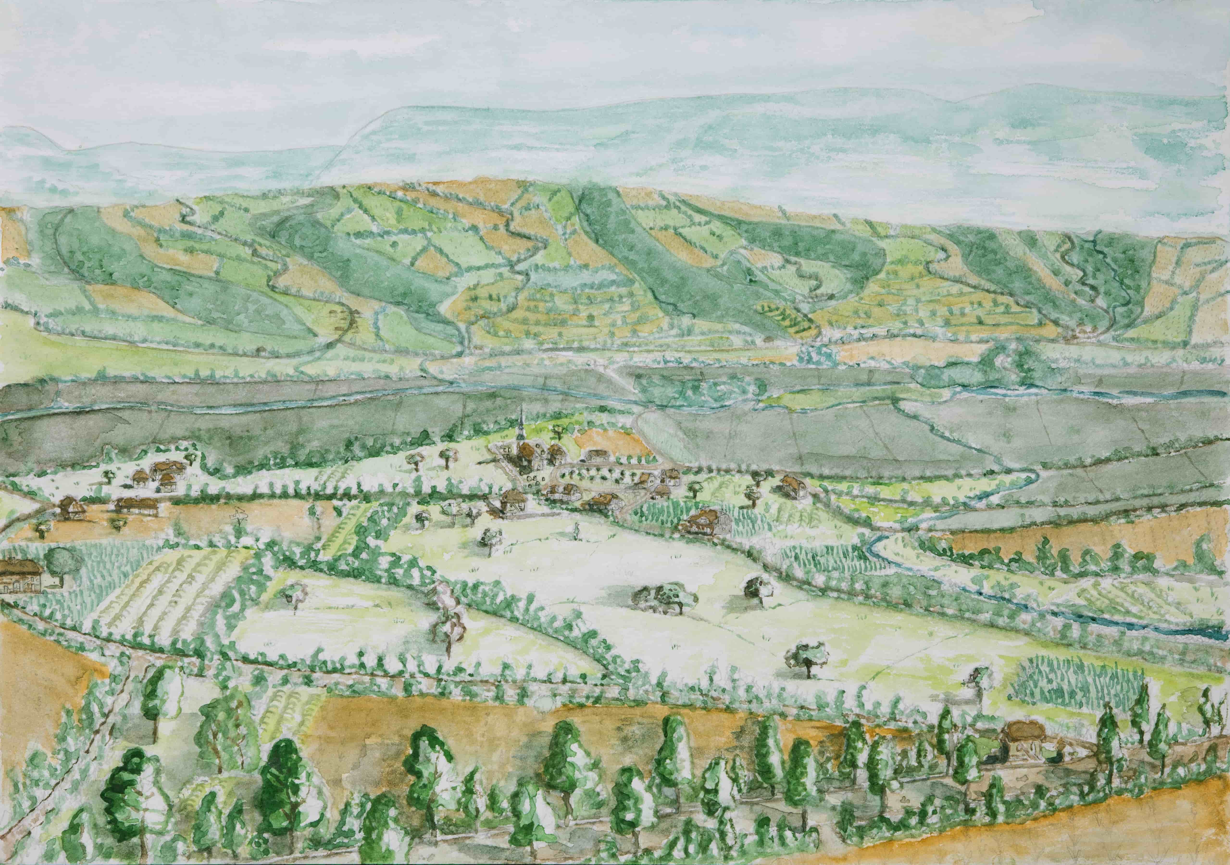 Albens — aquarelle de reconstitution