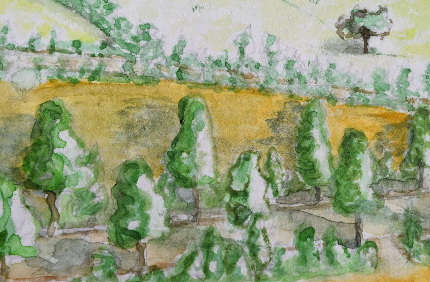 Détail de l'aquarelle d'Albens — la route royale Chambéry-Genève